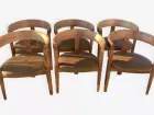 6 chaises vintage, bois massif et cuir 103267321/BPECQD5P	